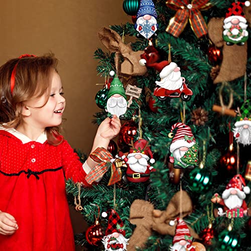 Gnome Wooden Ornaments: 24pcs Christmas Decorations