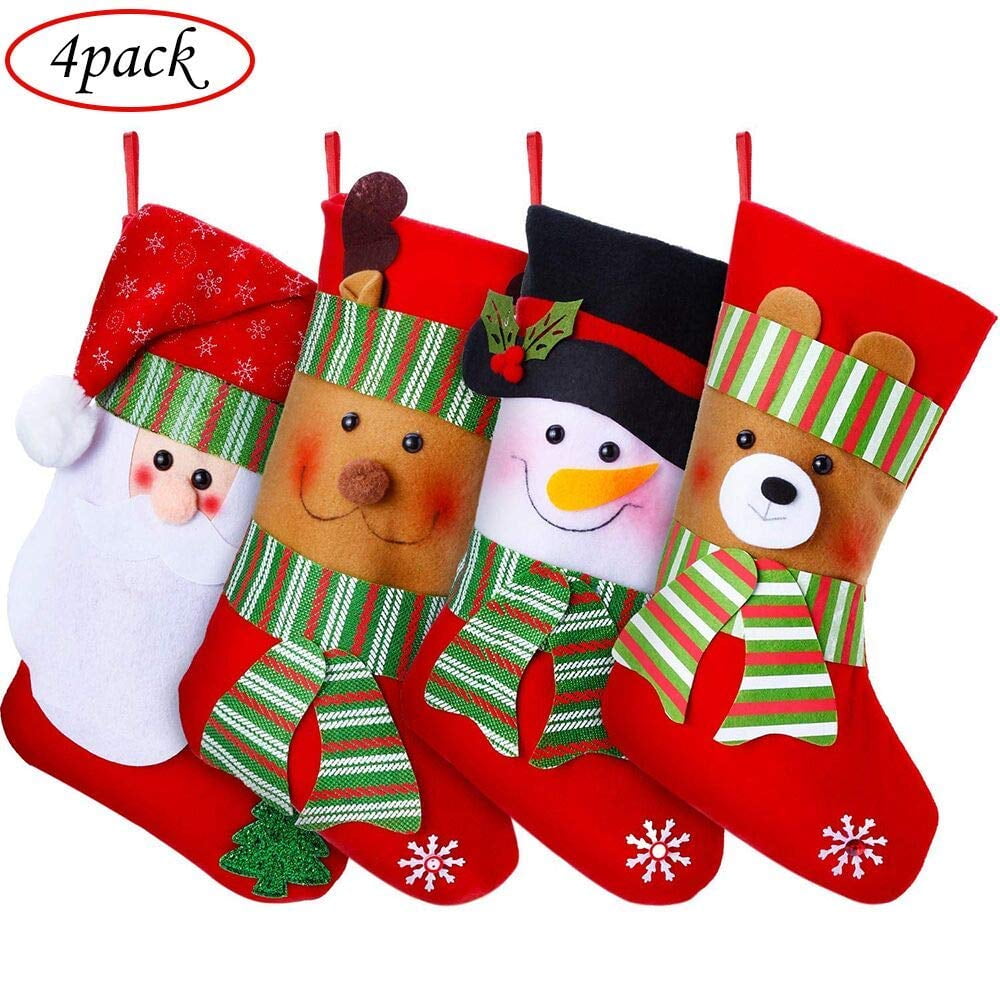 Set of 4 Festive Christmas Stockings