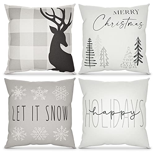 Christmas Farmhouse Pillow Covers - Set of 4