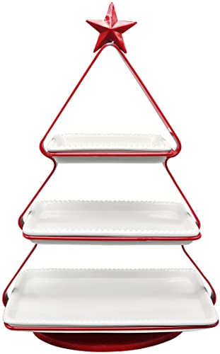 Godinger 3-Tier Christmas Platter Tray