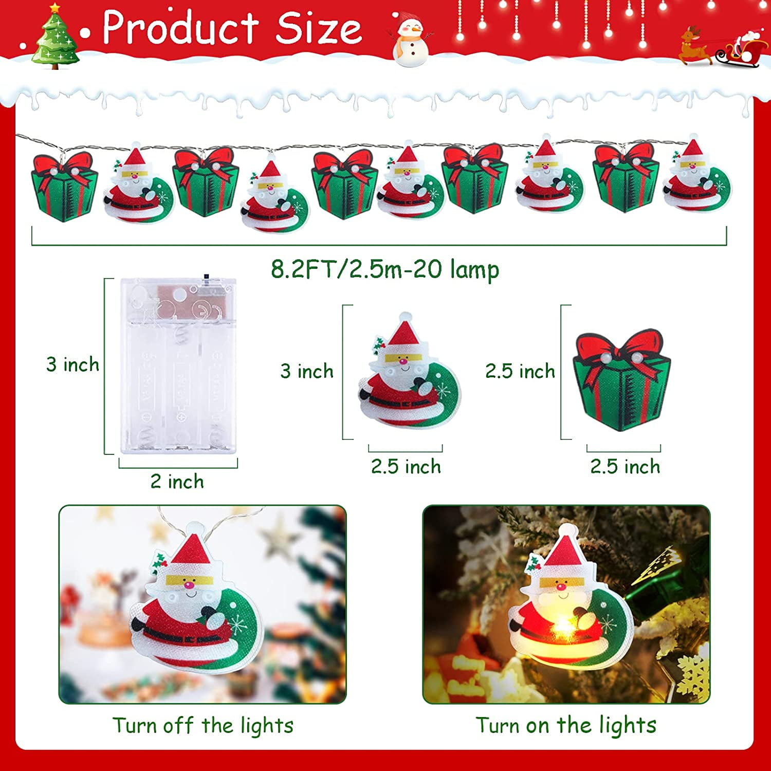 Outdoor Christmas Tree Lights with 20 Painted LEDs