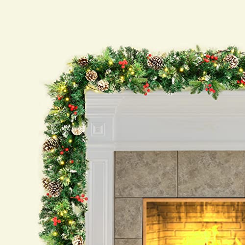 9ft LED Pre-lit Christmas Garland with Pine Cones & Berries