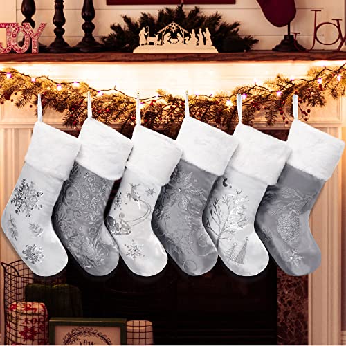Silver Sequin Stockings: 6-Pack for Family
