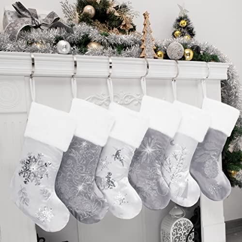 Silver Sequin Stockings: 6-Pack for Family