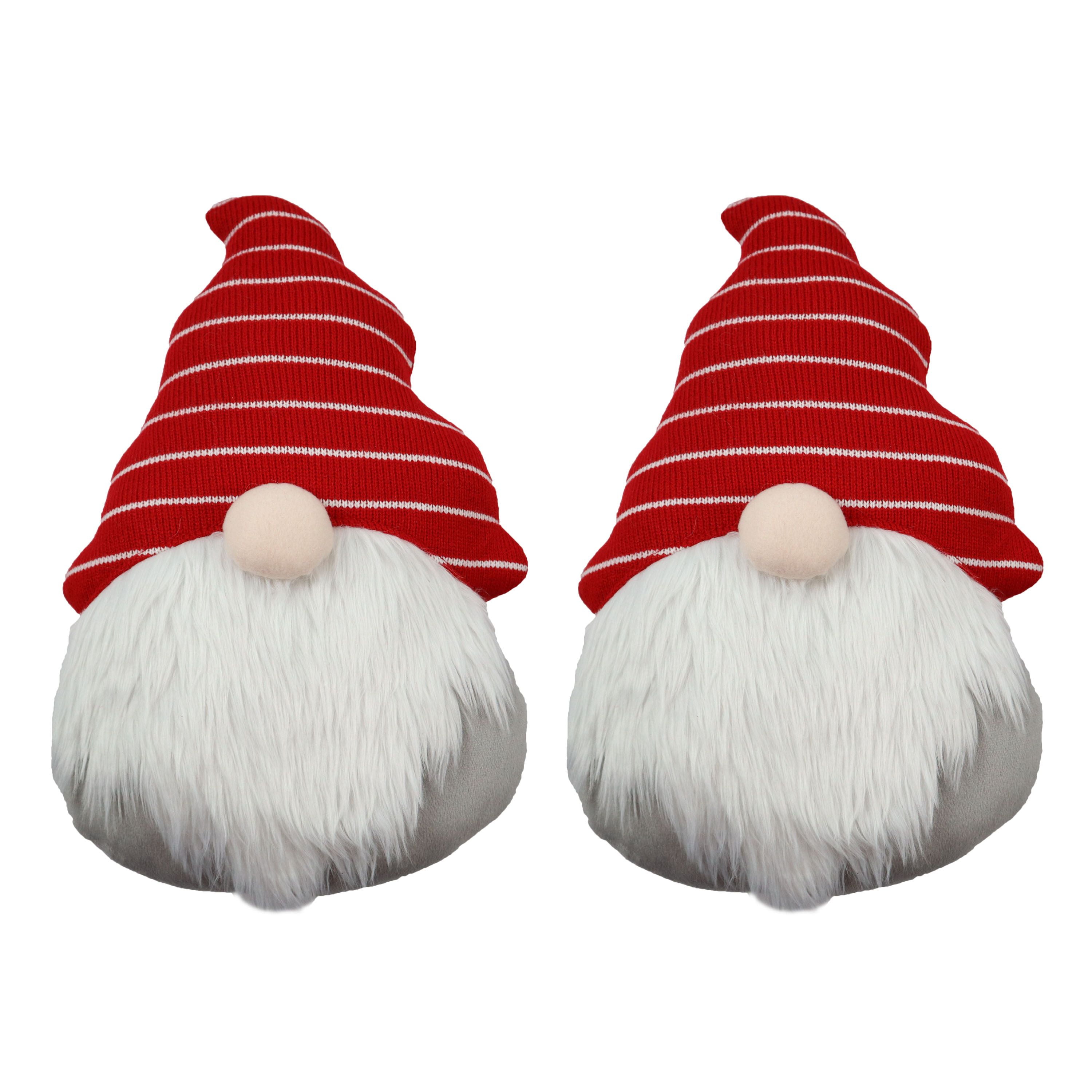 Pair of Red Hat Gnome Decorative Pillows