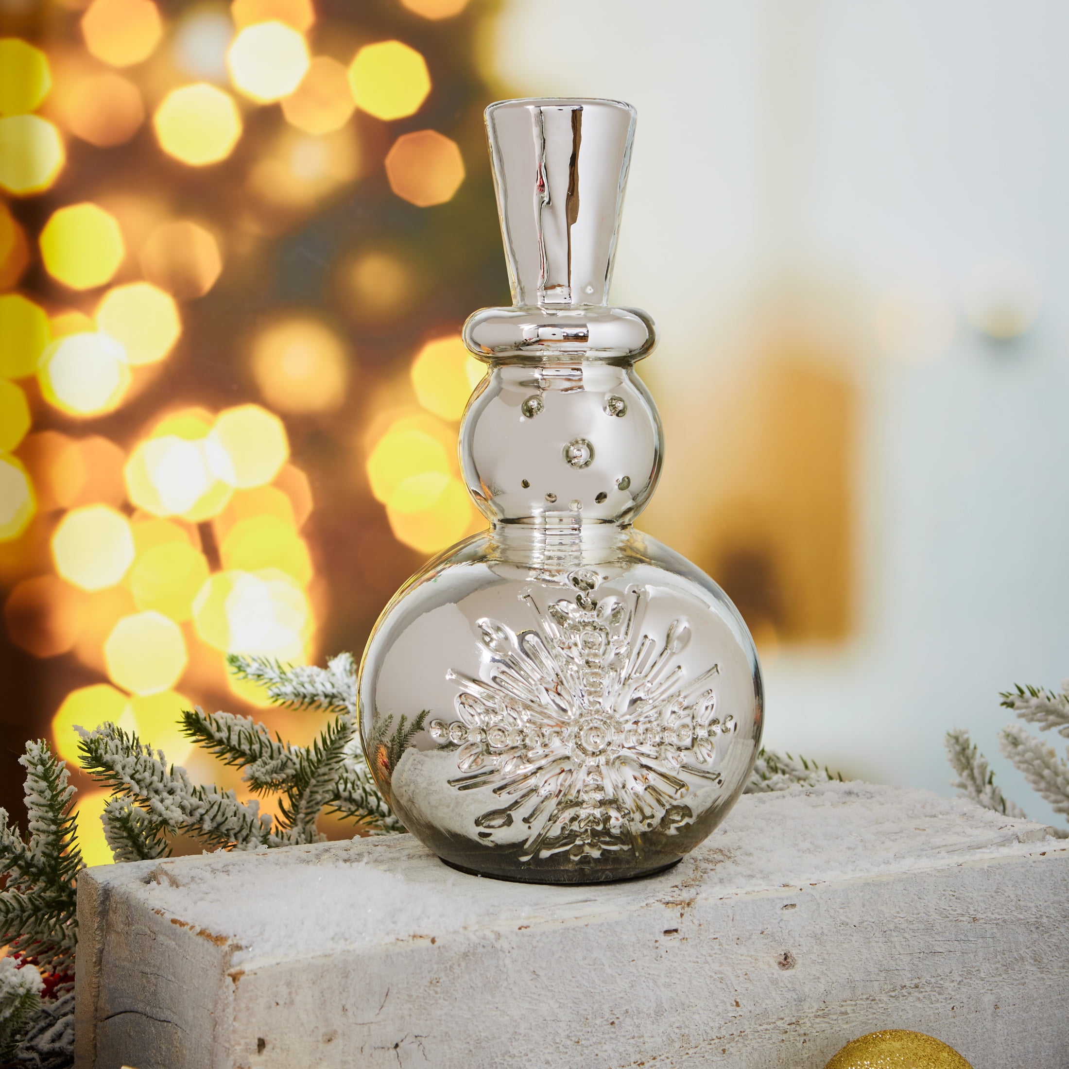 Shiny Silver Snowman Tabletop Decoration