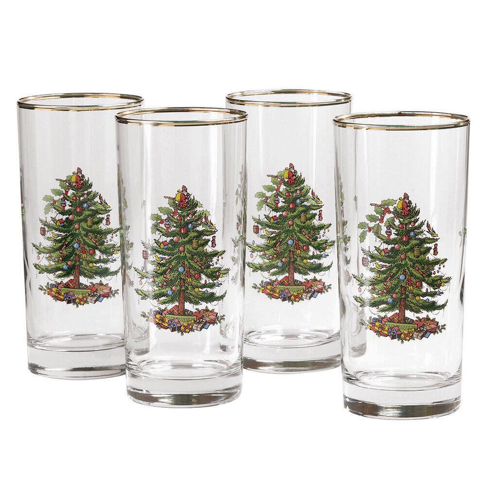 Spode Christmas Tree Highball Glasses Set of 4
