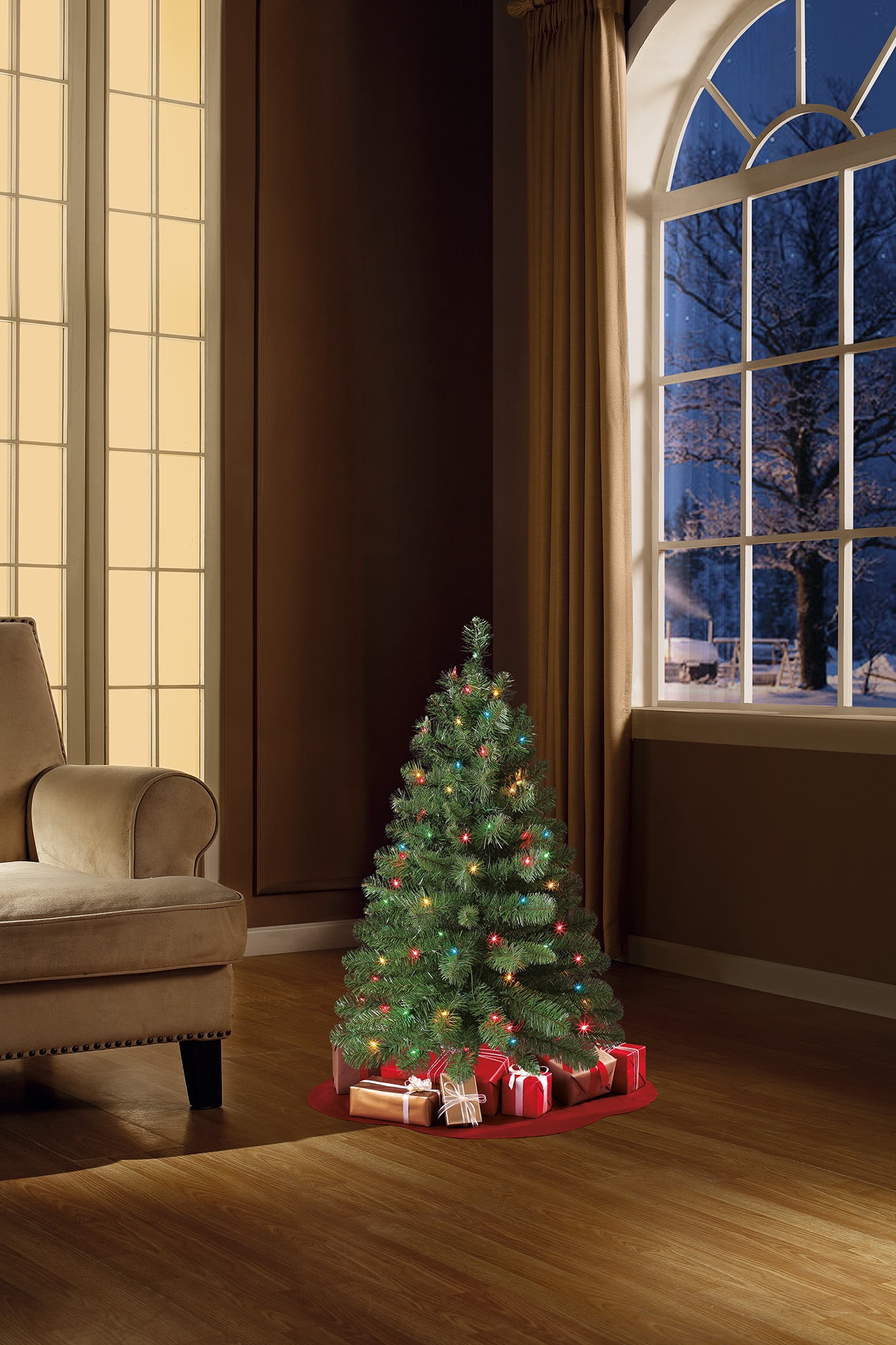 3ft Pre-Lit Christmas Tree with Multicolor Lights