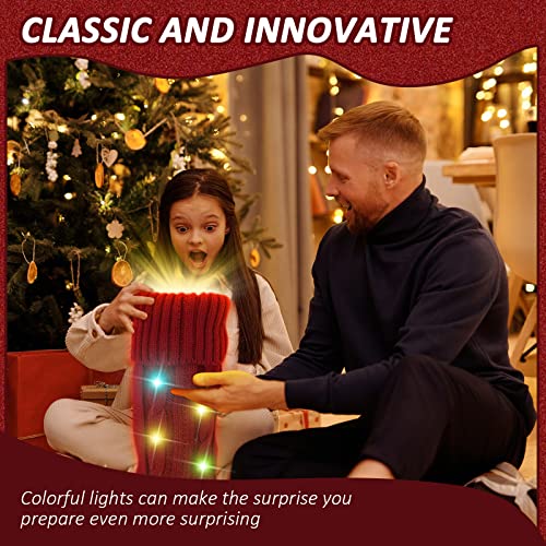 LED Knitted Christmas Stockings, 4-Pack (Red/White)