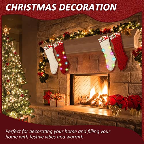 LED Knitted Christmas Stockings, 4-Pack (Red/White)