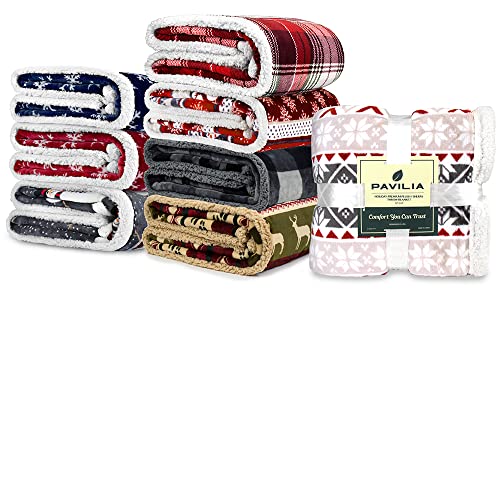 Christmas Sherpa Fleece Blanket - Reindeer Design