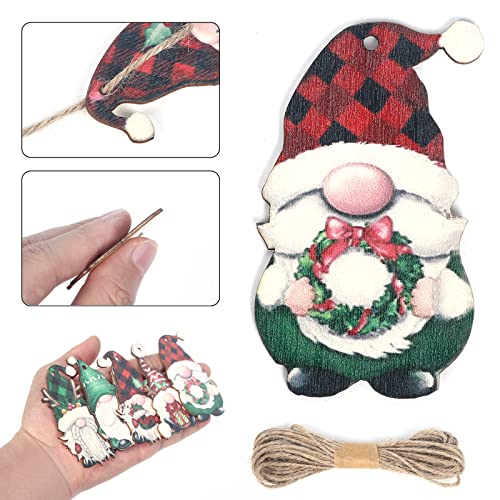 Gnome Wooden Ornaments: 24pcs Christmas Decorations