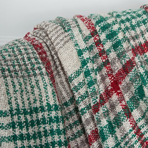 Cozy Green Red Plaid Christmas Throw Blanket