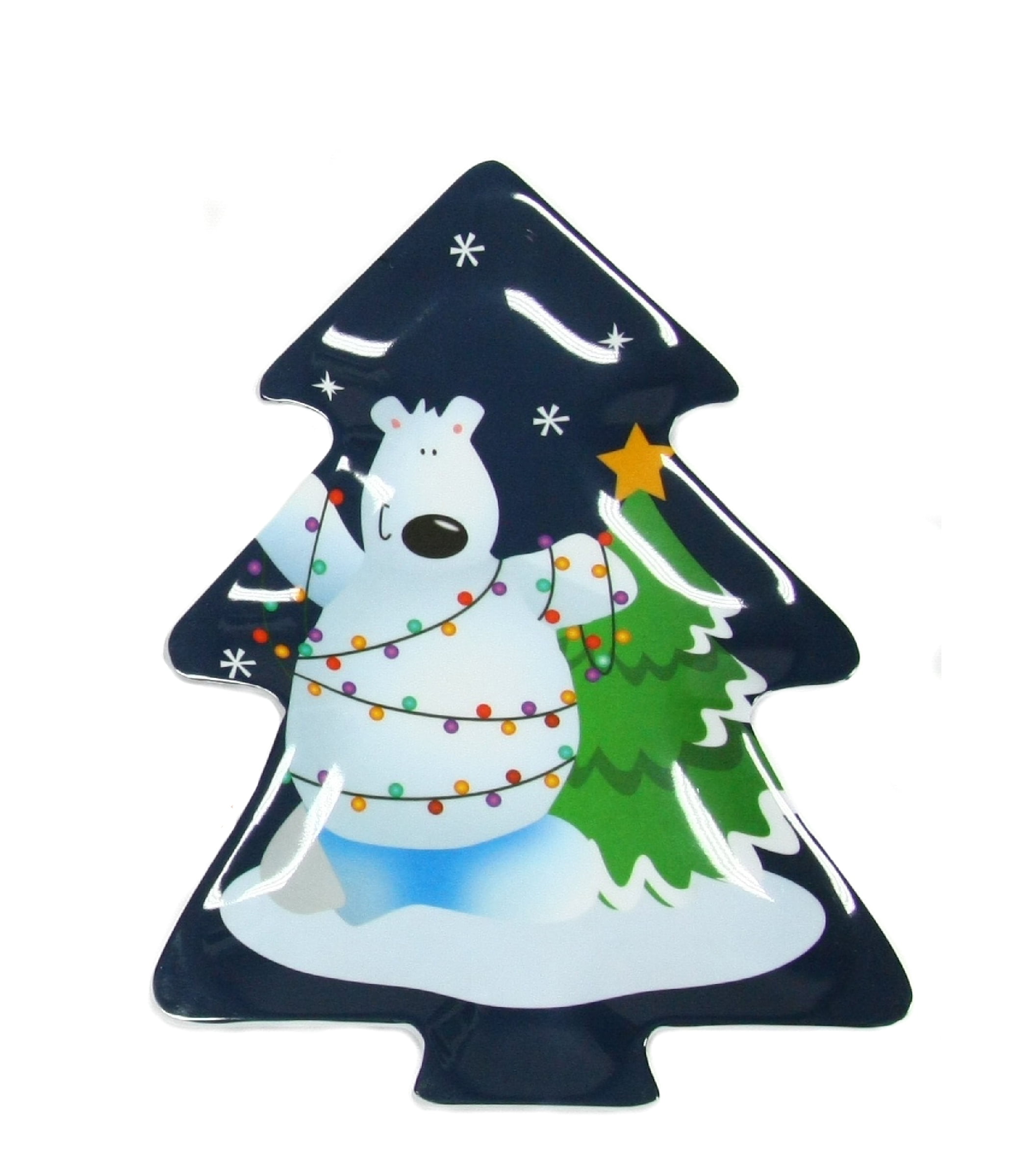 Christmas Tree Polar Bear Serving Platter, 12.5
