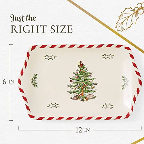 Spode Christmas Tree Peppermint Dessert Serving Tray