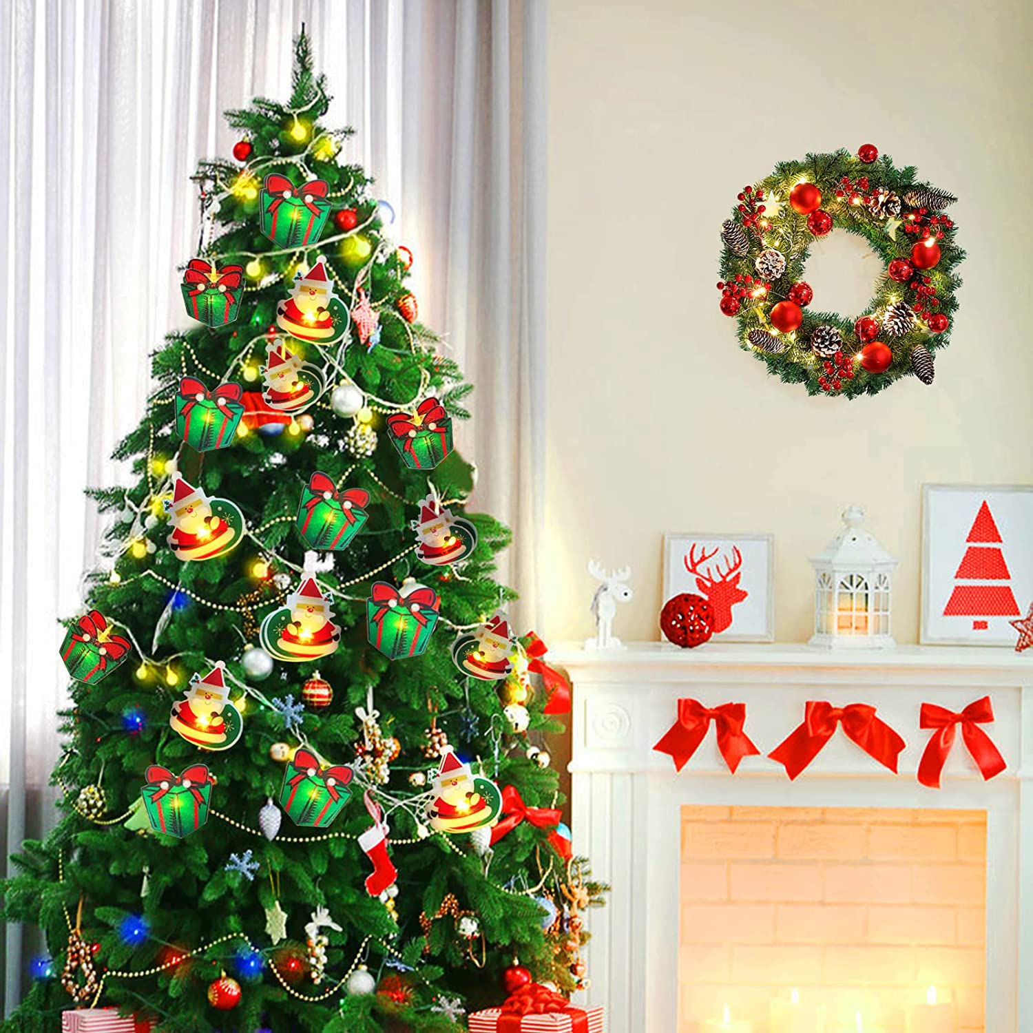 Outdoor Christmas Tree Lights with 20 Painted LEDs