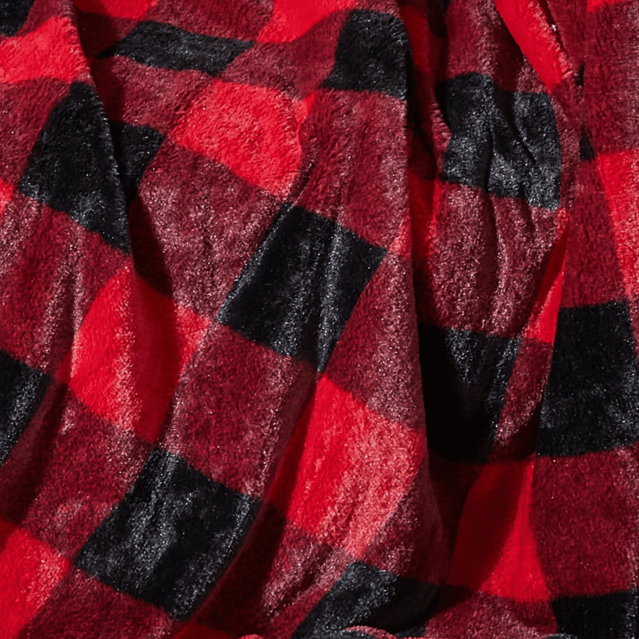 Cozy Red Buffalo Check Sherpa Throw Blanket