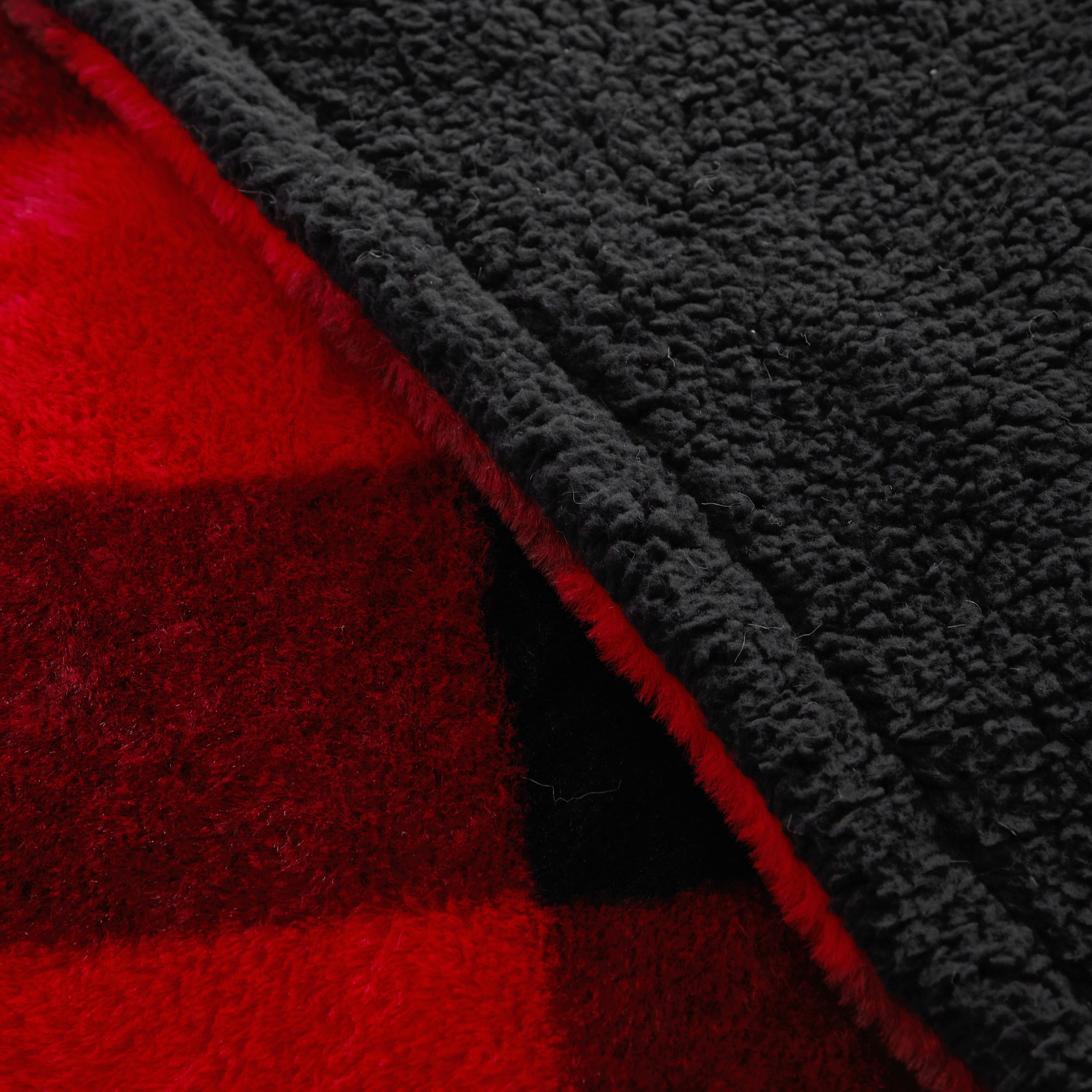 Cozy Red Buffalo Check Sherpa Throw Blanket