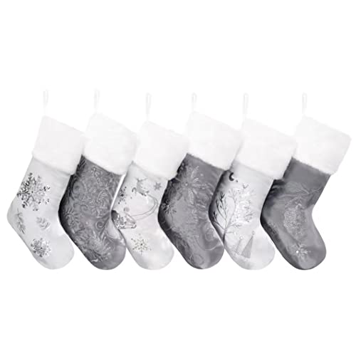 Silver Sequin Stockings: 6-Pack for Family
