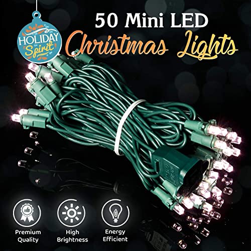 Bright White LED Christmas String Lights - 50 Bulbs