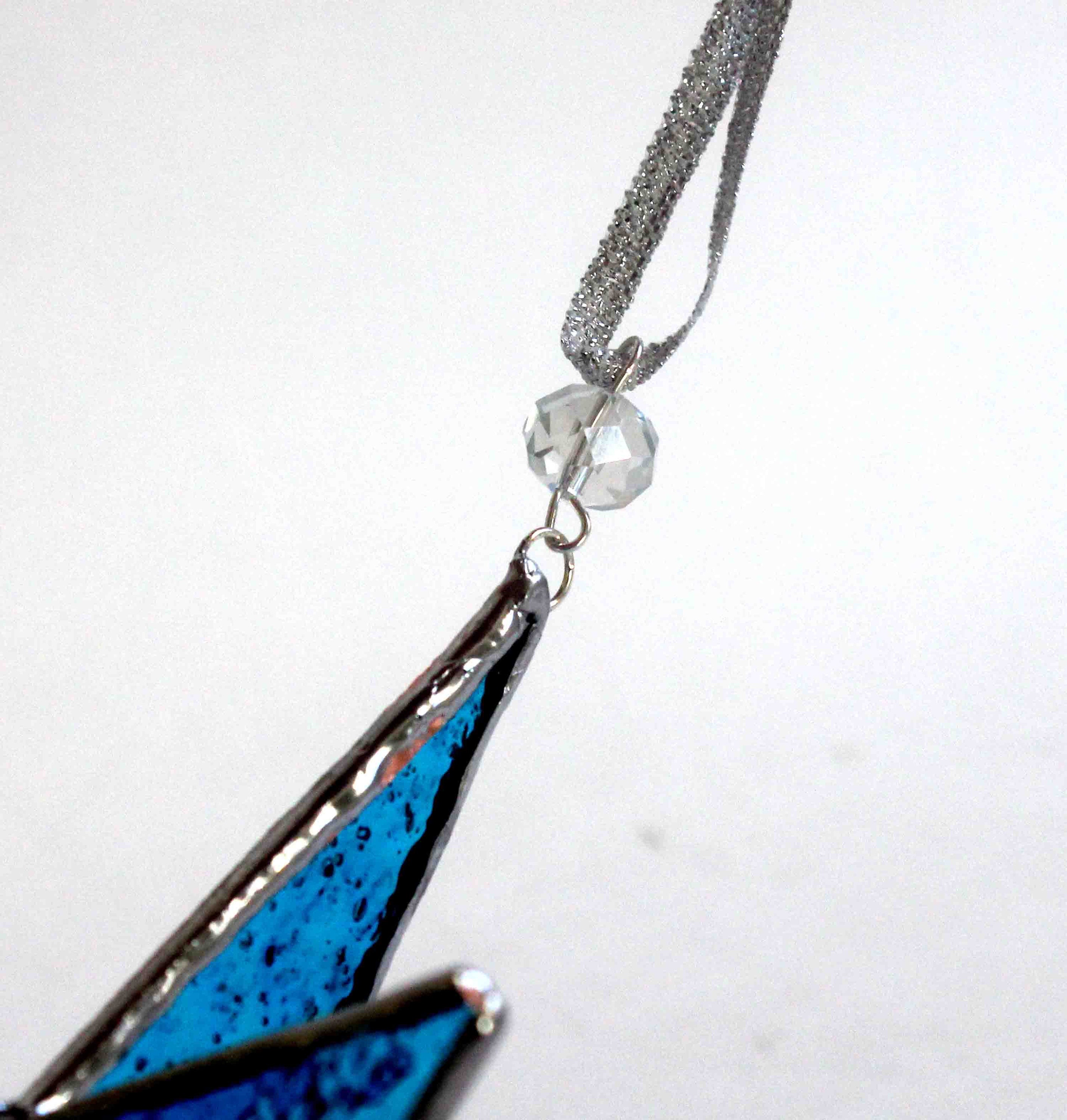 Aqua Stained Glass Moravian Star Ornament