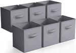 Foldable Fabric Storage Baskets - 6 Grey Cubes