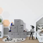 Foldable Fabric Storage Baskets - 6 Grey Cubes
