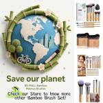 Bamboo Makeup Brush Set with Sponges and Holder