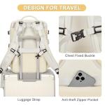 Coofay Beige Waterproof Travel Backpack for Airplanes
