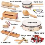 LOOIKOOS Natural Wooden Toddler Musical Instruments Set