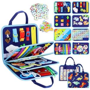 Montessori Busy Board for Toddlers - Blue Dinosaur