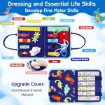 Montessori Busy Board for Toddlers - Blue Dinosaur