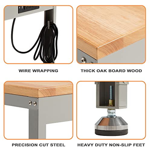 Haddockway Heavy Duty Adjustable Workbench with Outlets