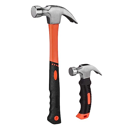 ZUZUAN 2 Piece Claw Hammer Set with Nonslip Handle