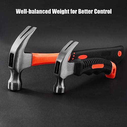ZUZUAN 2 Piece Claw Hammer Set with Nonslip Handle