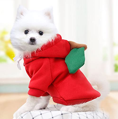 Cozy Dog Hoodie with Fruit Hood, Apple Design