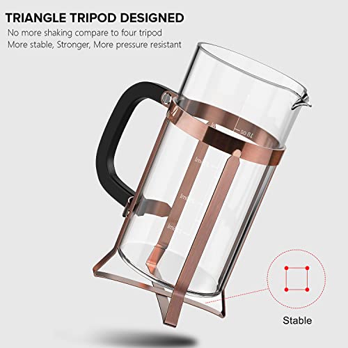 QUQIYSO Stainless Steel French Press, Heat Resistant Glass