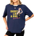 Caitlin Clark T-Shirt | #22 Indiana Pro Basketball Graphic Tee | Shoot Like a Girl Unisex Fan Gift for Women & Men Navy
