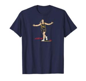 BreakingT Caitlin Clark: Superstar Pose - Indiana Basketball T-Shirt, Small, Blue