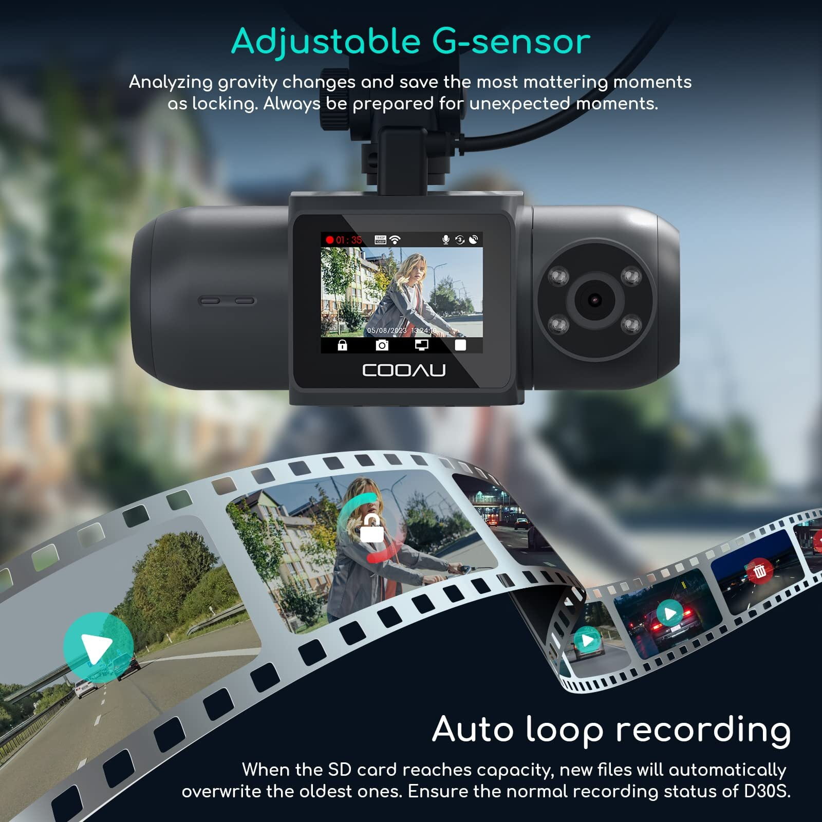 2.5K Dual Dash Cam with WiFi and GPS