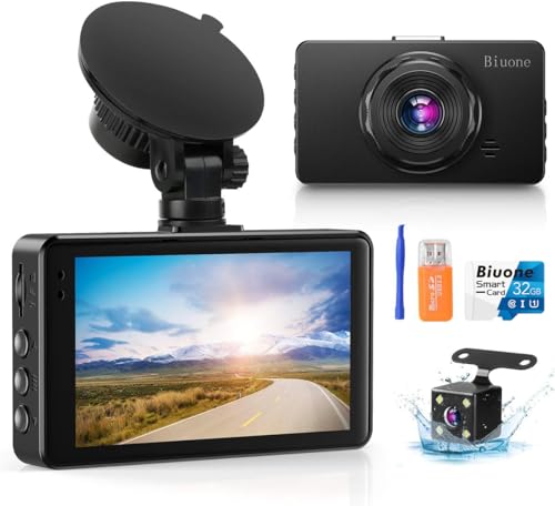 Dual Dash Cam, 1080P FHD Front and Rear Cameras