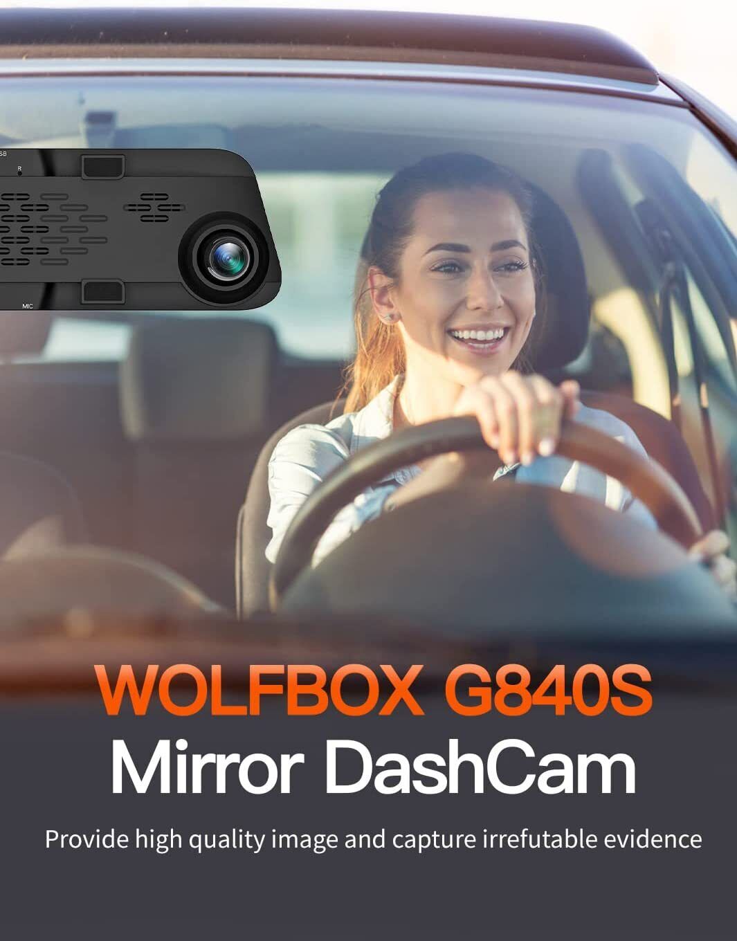 12" Dual Cameras WOLFBOX G840S Mirror Dash Cam