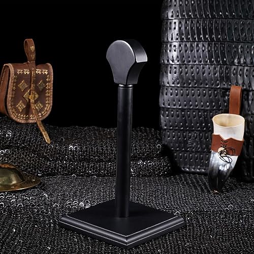 Black Wooden Viking Helmet Display Stand