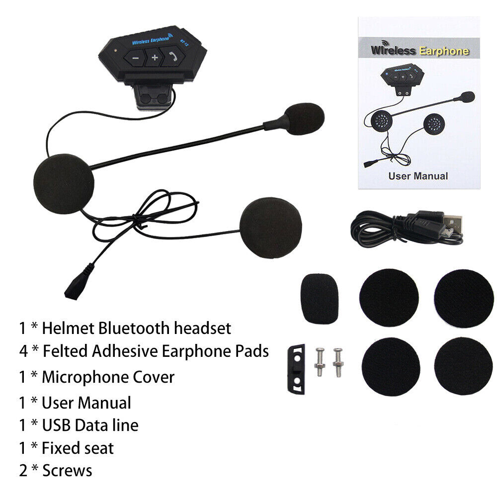 Bluetooth Motorcycle Helmet Headset with Hands-Free Speaker