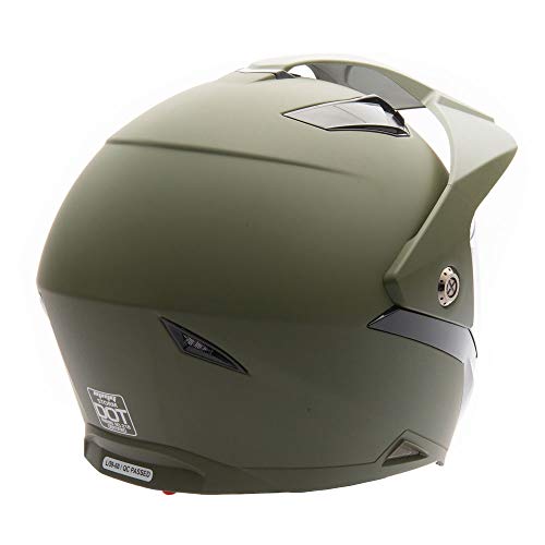 MMG Dual Sport Flip-Up Motorcycle Helmet - Matte Green