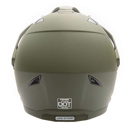 MMG Dual Sport Flip-Up Motorcycle Helmet - Matte Green
