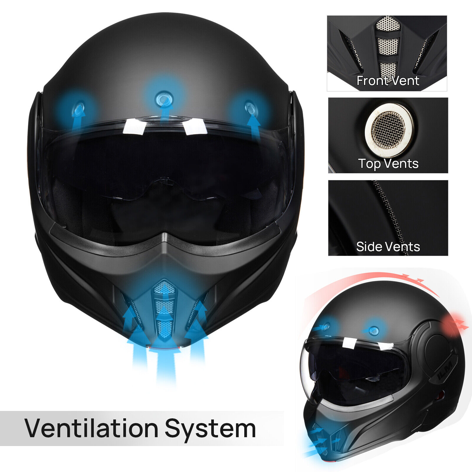 ILM Vintage Full Face Modular Motorcycle Helmet