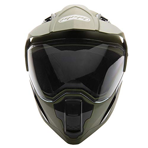 MMG Dual Sport Flip-Up Motorcycle Helmet - Matte Green
