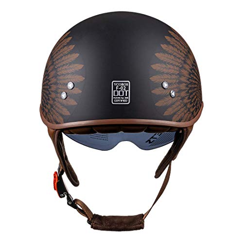 VCOROS Dot Approved Sun Visor Half Helmet - Indian (L)