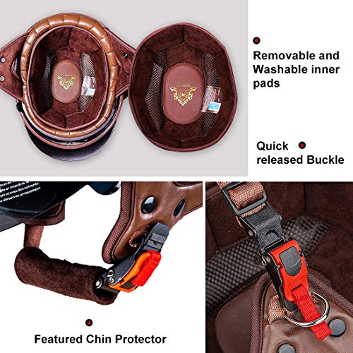 VCOROS Dot Approved Sun Visor Half Helmet - Indian (L)